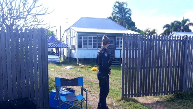 Police attend the scene of fatal stabbing on China St, Mundingburra on Saturday. Picture: Cameron Bates