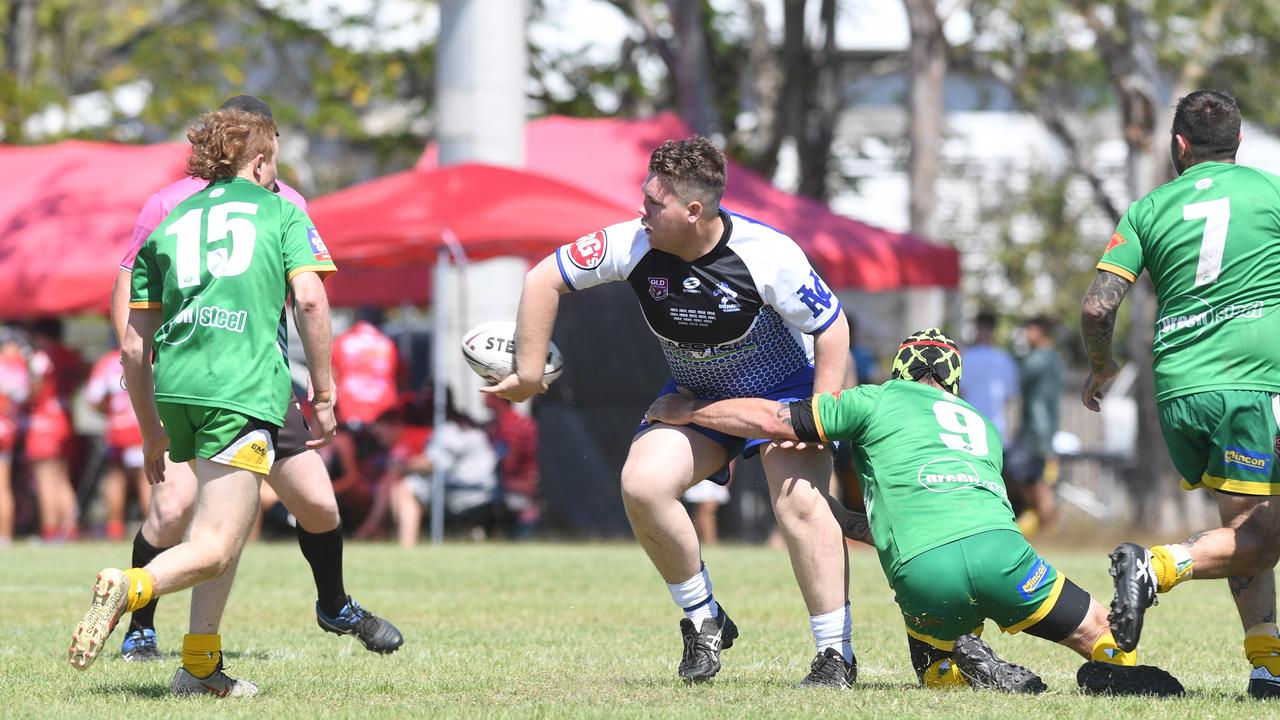RUGBY LEAGUE - A DAY AT THE PARK: Gladstone Valley's Brenton Palmer with the ball