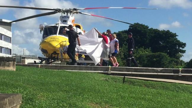 Shark attack victim arrives at Mackay Base Hospital