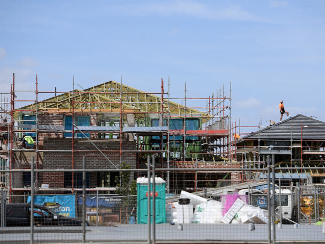 A general view of housing construction at Marsden Park, north west of Sydney, Tuesday, October 17, 2017. (AAP Image/Dan Himbrechts) NO ARCHIVING