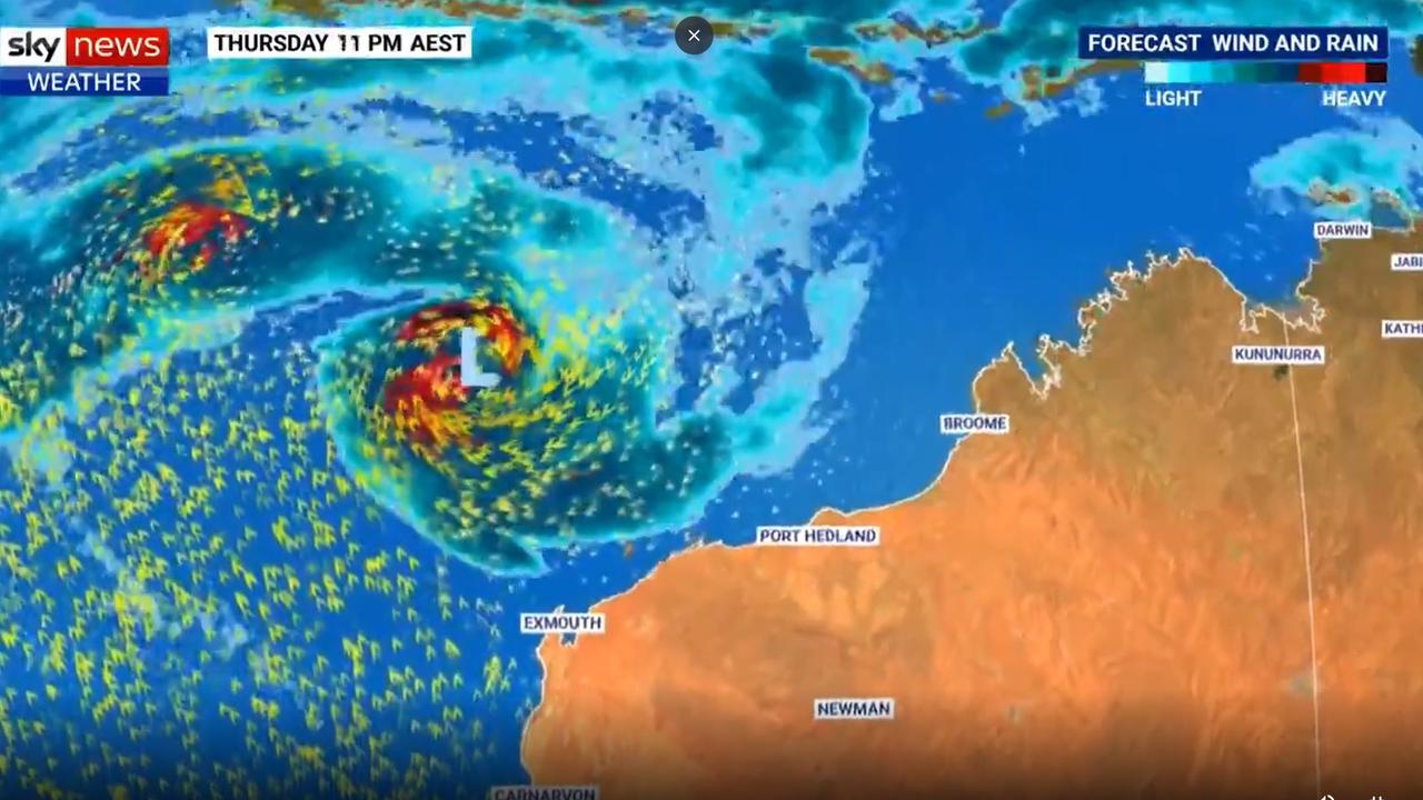 Tropical Cyclone Seroja is heading towards the WA coast. Picture: Sky News Weather.