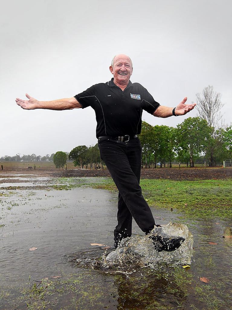 Susan River Homestead's Norm McLean enjoying the downpour. Photo: Cody Fox
