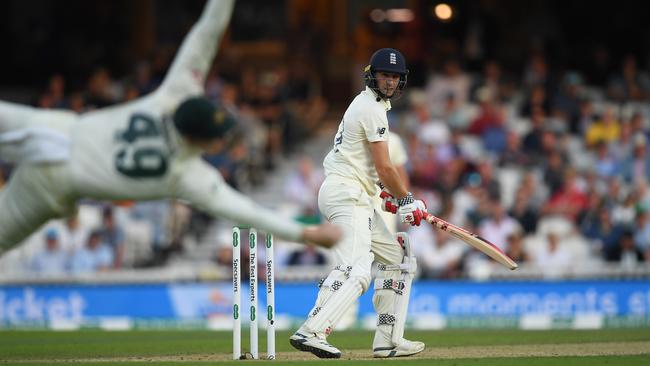 Smith’s diving effort in slips. Picture: Getty Images