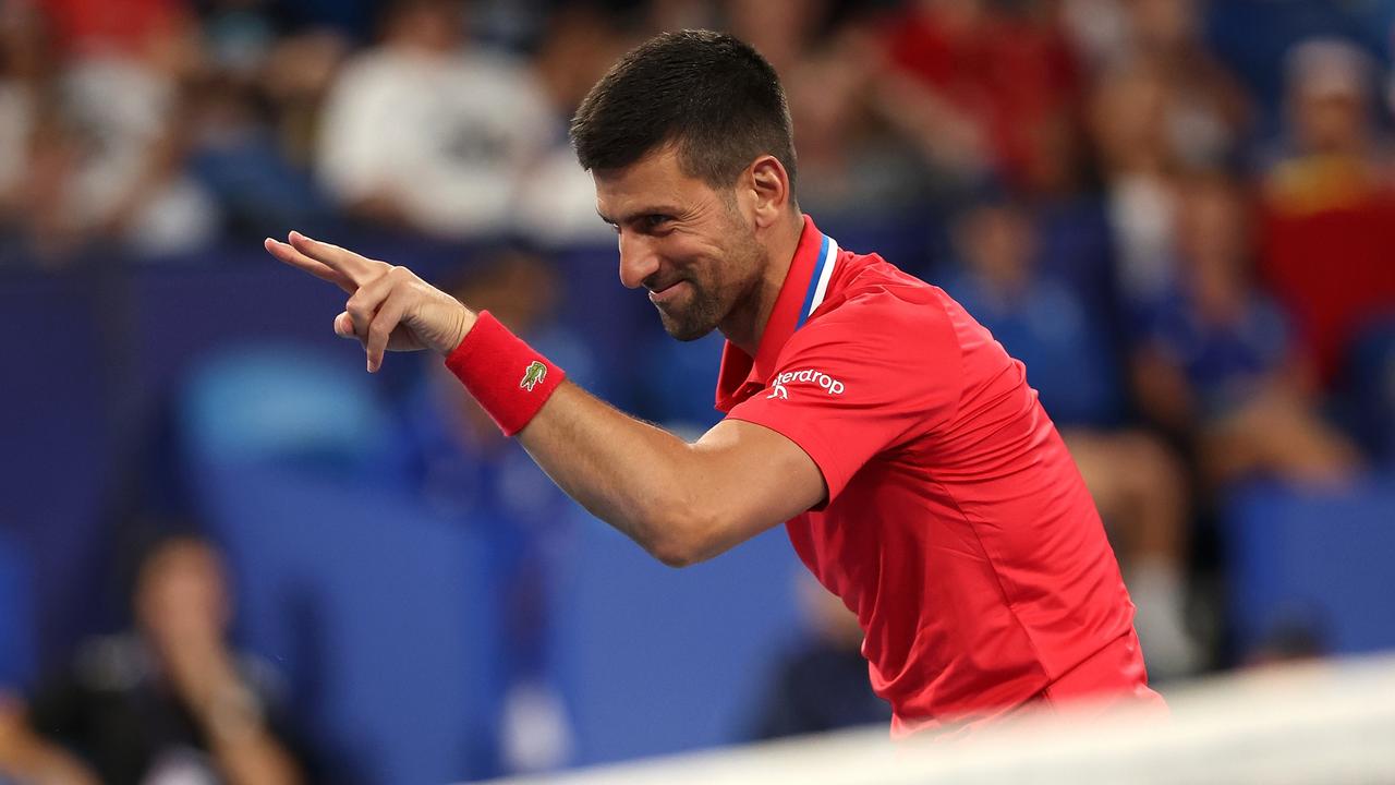 Novak Djokovic of Team Serbia at the United Cup in Perth. Photo by Paul Kane/Getty Images.