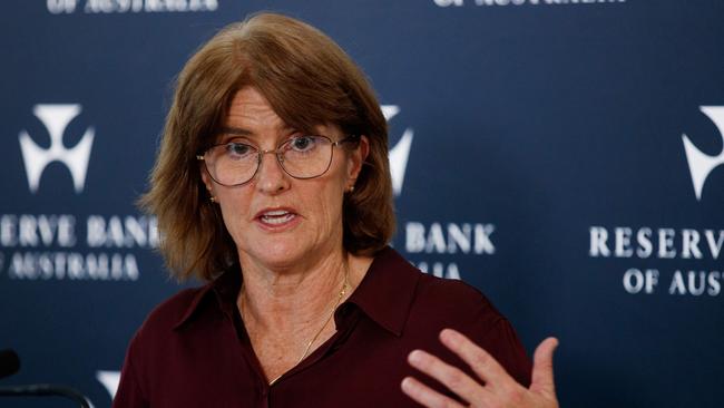 SYDNEY, AUSTRALIA - NewsWire Photos MAY 7, 2024:  RBA governor Michele Bullock addresses the media on Tuesday after the RBA board decision the leave the interest rates on hold. Picture: NCA NewsWire / Nikki Short