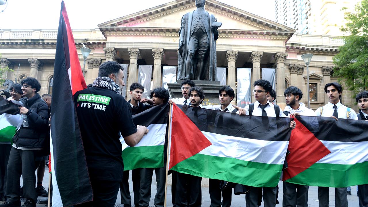 Crowds gather at the State Library in Melbourne in support of Palestine. Picture: NCA NewsWire / Andrew Henshaw