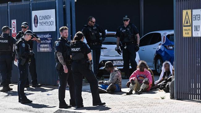 Police made multiple arrests after the mass brawl on an Adelaide Metro bus. Picture: Brenton Edwards