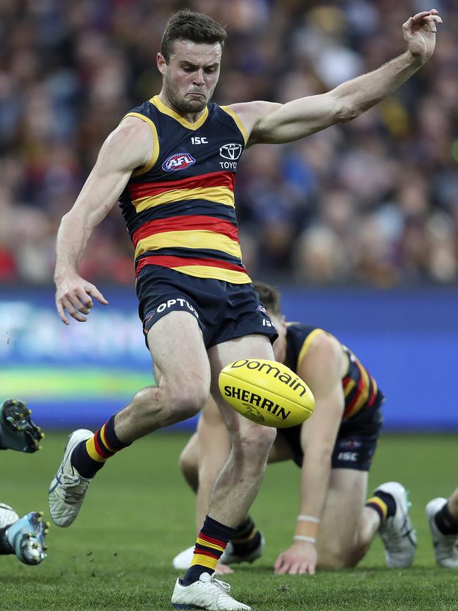 Brad Crouch capped off his remarkable comeback-from-injury season by winning the Crows coveted Malcolm Blight Medal for the club’s best and fairest. Picture: SARAH REED