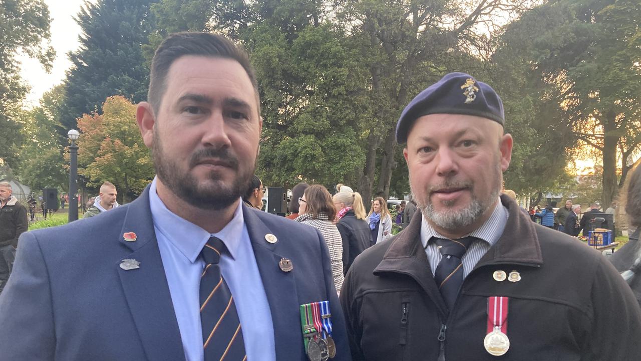 Mount Gambier Anzac Dawn service 2022. Warrick Lee and Jeremy Schurmann. Picture: Arj Ganesan