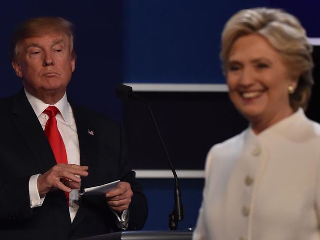 Donald Trump and Hillary Clinton at one of their controversial debates during the 2016 election. Picture: AFP