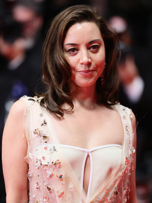 Plaza looked stunning in a nude floor-length dress. Picture: Andreas Rentz/Getty