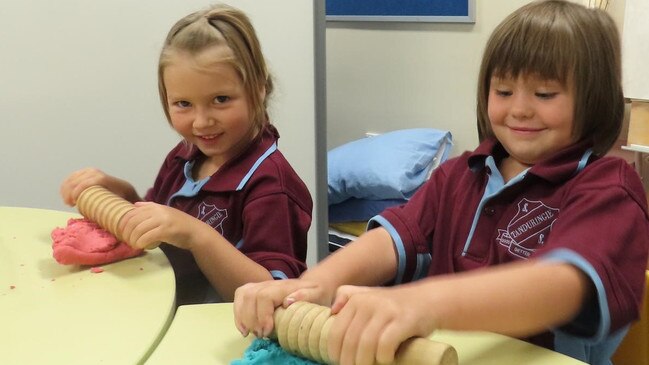 Stephanie and Hayley at Tanduringie State School. Photo taken by Molly Snaylam.