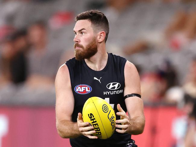 MELBOURNE.  03/03/2022.  AFL. AAMI Community SeriesÃ  Melbourne v Carlton at Marvel StadiumÃ.  Mitch McGovern of the Blues    . Photo by Michael Klein