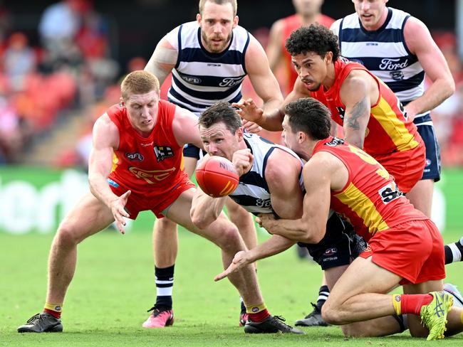 Pat Dangerfield says the Cats are struggling with confidence. Picture: Bradley Kanaris