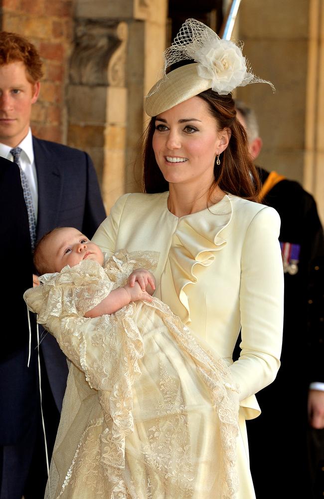 Prince George wore the Honiton gown at his christening in 2013. Picture: Getty 