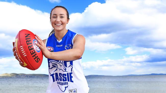 Nicole Bresnehan can’t wait to hit the track with the Tassie Kangaroos. Picture: LUKE BOWDEN