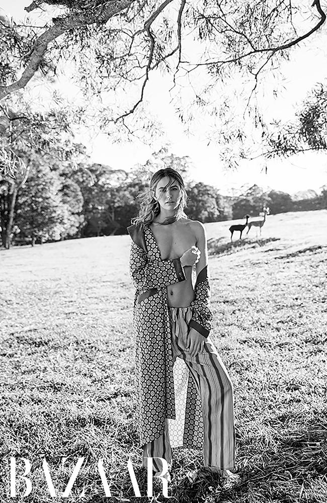 Jesinta poses for Harper’s Bazaar two days before her wedding. Picture: Nick Leary for Harper’s Bazaar