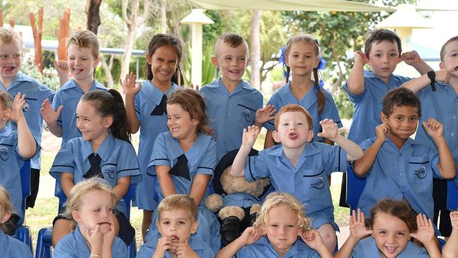 MY FIRST YEAR: Funny faces. Kawana Waters State College PrepS. Picture: Patrick Woods.