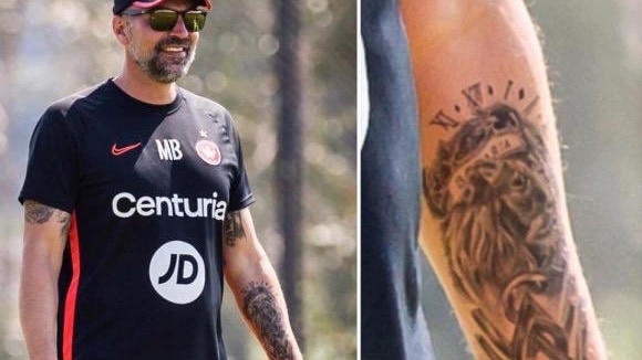 Wanderers coach Markus Babbel sporting his tattoo.