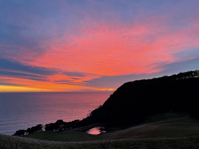 Sunrise at Table House Farm at Table Cape. Picture: KAARIN DYNON