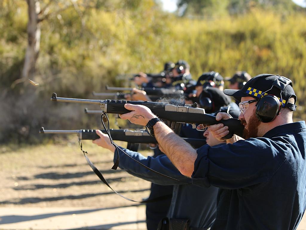 The trainees undergo rifle shooting training. Picture: Tim Hunter