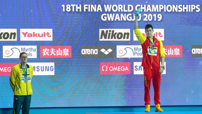 Mack Horton refuses to share the stage with Sun Yang. Picture: Getty