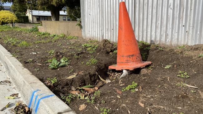 Residents on Stone Ave, Mount Gambier, are frustrated and fed-up with the mess left on their street following recent roadworks. Picture: Jessica Dempster