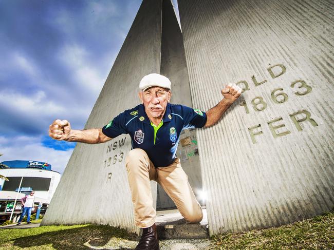 Neil Pringle at the state border. Picture: Nigel Hallett