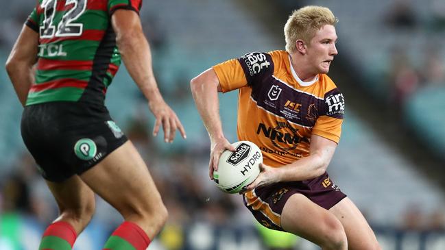 Tom Dearden had a crack on his NRL debut for the Broncos. Picture: AAP