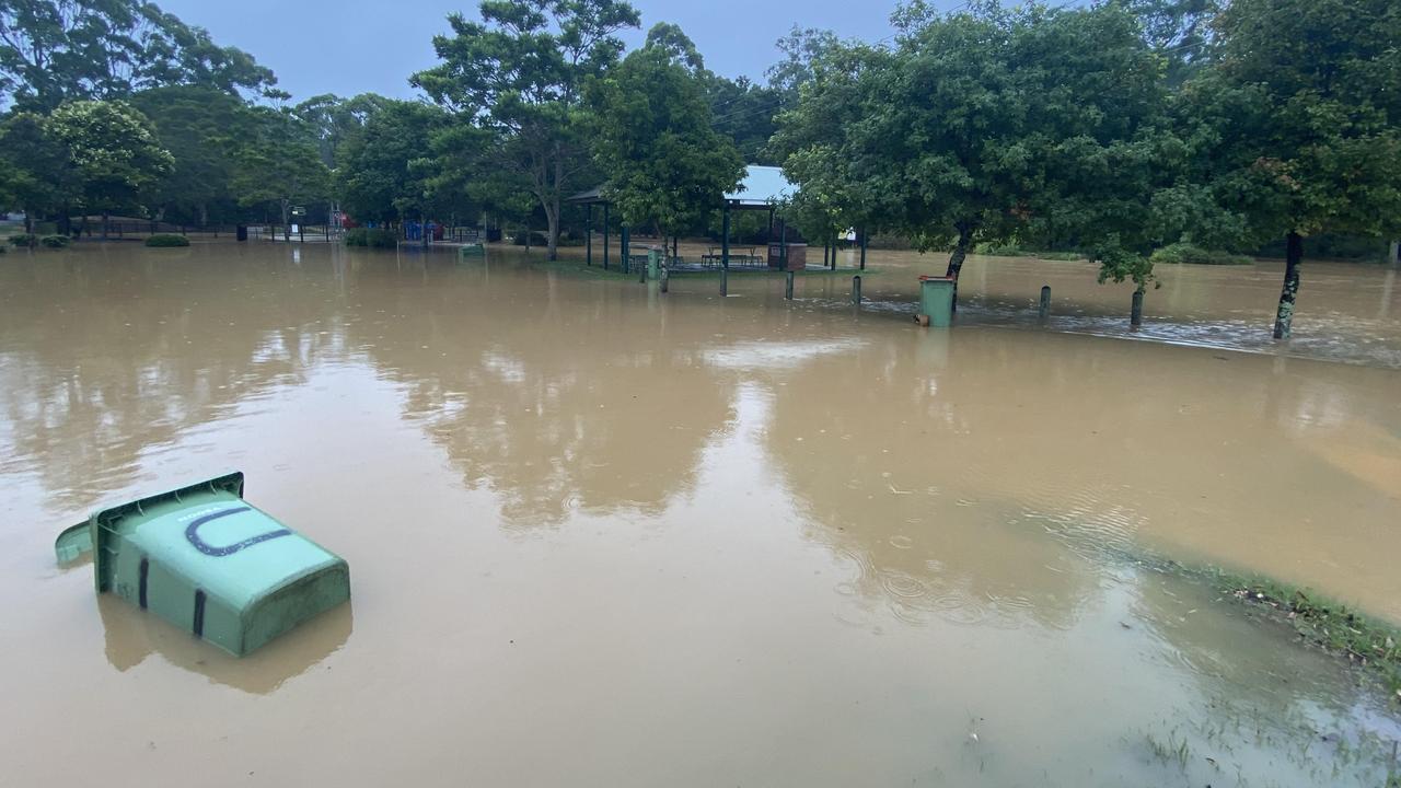 Flood waters in Cooroy on the Sunshine Coast. Pictures David Hele