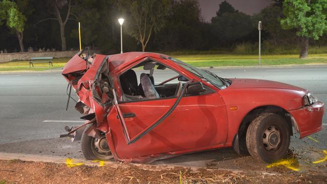 Ben was trapped inside his mangled, burning car after the crash. Picture: SA Police