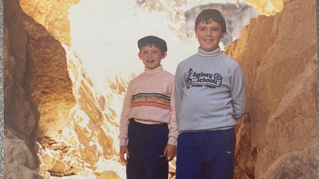 Michael and Andrew Tierney on a family trip to Jenolan Caves in the early 1980s.