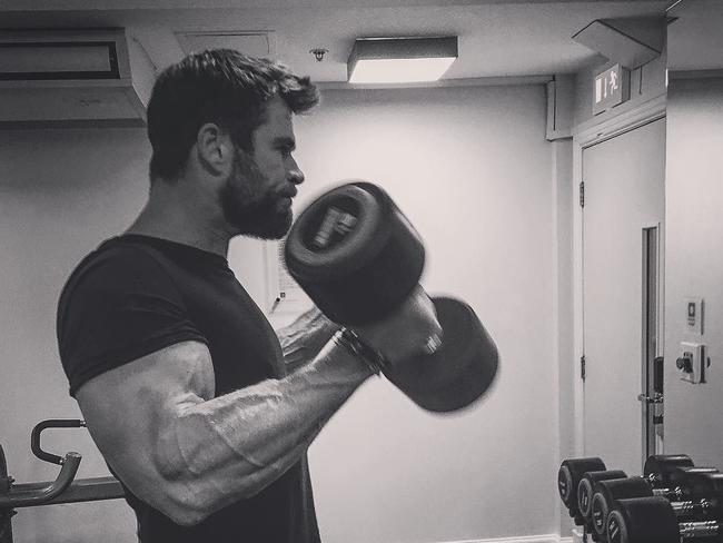 Chris Hemsworth in a photo posted by his personal trainer. Picture: zocobodypro/Instagram