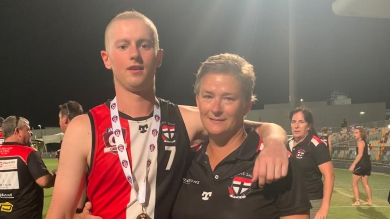 Joey and Amanda Kearsley at the Colts grand final that he got to play.