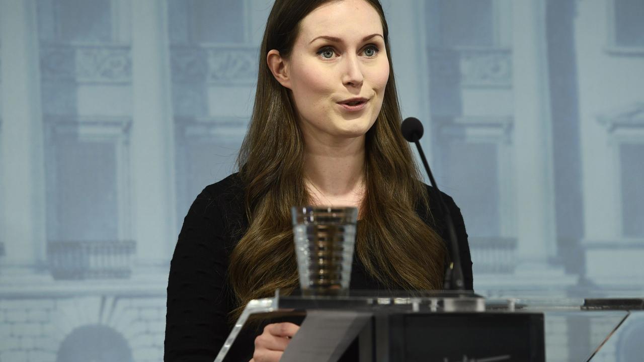 Finland's Prime Minister Sanna Marin, pictured during a coronavirus press conference in early May 4. Picture: Emmi Korhonen/Lehtikuva via AP