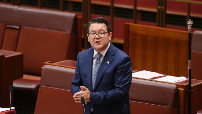 Senator Dean Smith speaking on the Marriage equality bill in the Senate at Parliament House in Canberra. Picture Kym Smith