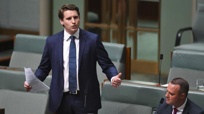 Liberal MP Andrew Hastie speaks during debate of the Marriage Amendment Bill in the House of Representatives at Parliament House in Canberra, Thursday, December 7, 2017. (AAP Image/Lukas Coch) NO ARCHIVING