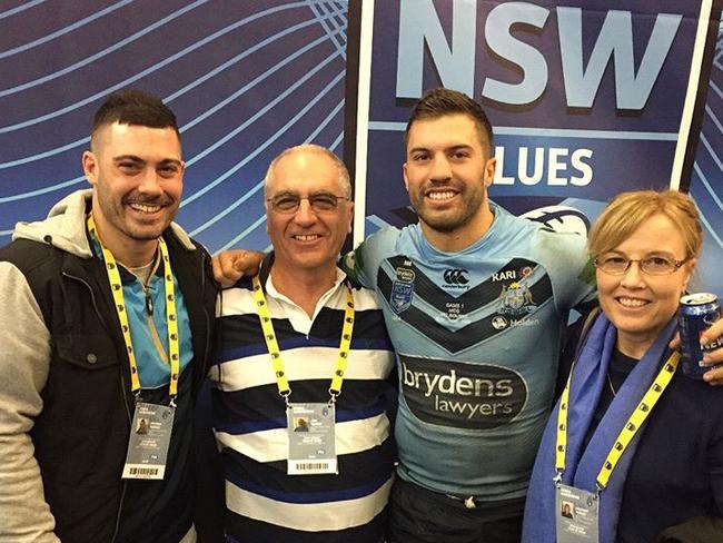 State of Origin star James Tedesco with dad John, mum Rosemarie and brother Matthew. Picture: Supplied.