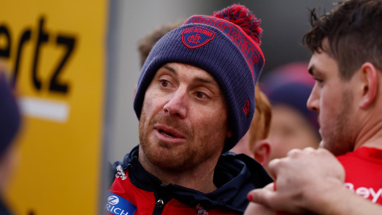 Melbourne coach Simon Goodwin says more minutes than ever are being devoted to goalkicking at training. Picture: Michael Willson/AFL Photos via Getty Images