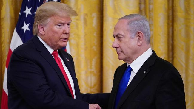 Israeli Prime Minister Benjamin Netanyahu with then US president Donald Trump in January 2020. Picture: AFP