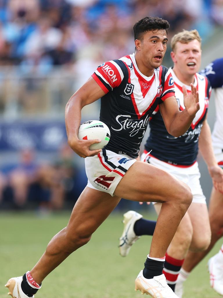 The race for Suaalii’s signature was won by the Roosters in one of the biggest recent coups in rugby league. (Photo by Mark Kolbe/Getty Images)