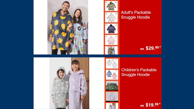 The 2024 ALDI Snuggle Hoodies. Image: ALDI / Canva.