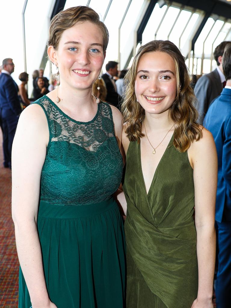 Jasmine Power and Claudia Caplin at The Hutchins School leavers dinner. Picture: Mireille Merlet