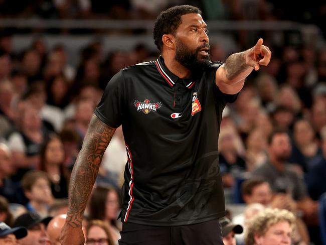 Illawarra Hawks coach Justin Tatum has made his feelings about the officials clear. Photo: Kelly Defina/Getty Images.