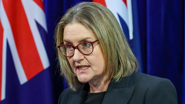 Victorian Premier Jacinta Allan answers questions into allegations of criminal conduct by CFMEU officials on Monday. Picture: Ian Currie/NewsWire