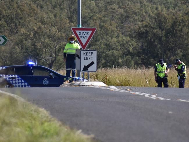 A motorcyclist has been seriously injured after they were involved in a car crash on Monday morning, on the Cunningham Hwy, Silverdale. Photo: Ebony Graveur