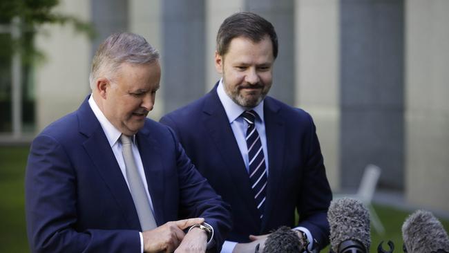 Labor leader Anthony Albanese announces the appointment of Ed Husic to the shadow cabinet. Picture: Sean Davey.