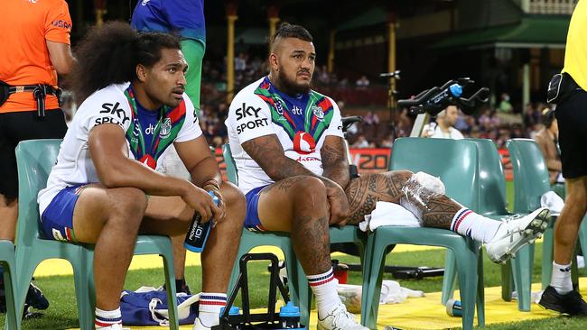 Addin Fonua-Blake suffered a rare knee injury, more akin to a car crash than a sporting injury. Picture: Getty Images.