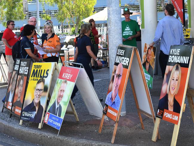 Territorians getting to the voting booths early,   Voting booth in Darwin City.  Picture Katrina Bridgeford.