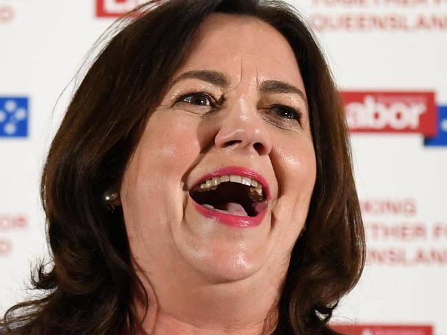 BRISBANE, AUSTRALIA - NewsWire Photos - OCTOBER 31, 2020.Queensland Premier Annastacia Palaszczuk gives her victory speech after her state election win during LaborÃs election night function at the Blue Fin Fishing Club in Inala. Picture: NCA NewsWire / Dan Peled